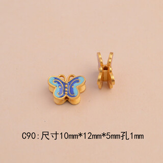 Chihuan gold 999 pure gold 18k gold small butterfly enamel accessories bracelet necklace bead pendant diy jewelry accessories c90