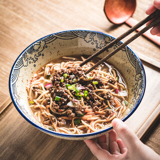 Mu yilin old-fashioned ramen bowl ceramic soup bowl household large bowl personal noodle bowl chinese instant noodle bowl retro tableware 8 trumpet bowl-yule