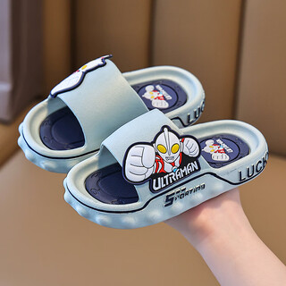 Candy astringent summer children's sandals ultraman cartoon soft-soled non-slip home bathing indoor and outdoor middle-aged and older boys' slippers au-gray 26-27 sizes 17cm inner length