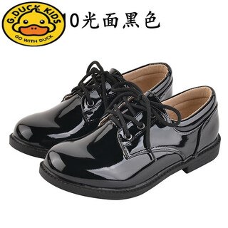 G.duck男童鞋亮黑儿童皮鞋小学生合唱团舞台演出中大童西装礼服白皮鞋 1336-10绑带光黑 43 内长26.5厘米