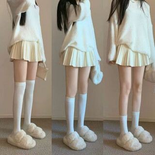 Yaojia 2 pairs of black and white pressure calf socks for women summer thin strong pressure jk socks over the knee socks korean style stockings autumn white 2 pairs one size fits all over the knee