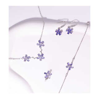 Lie rui's favorite crystal natural tanzanite jewelry set s925 silver inlaid ring necklace ear hook bracelet temperament necklace