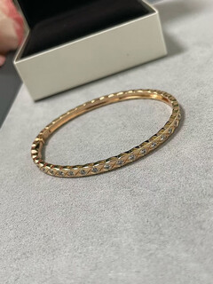 Shilian narrow version diamond pattern bracelet for women rose gold simple electroplated 18k gold hand decoration style light luxury ring rose gold full diamond