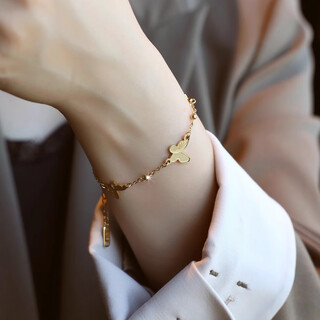 Dyn18k gold butterfly bracelet for women 2024 new niche high-end light luxury exquisite bracelet bestie butterfly bracelet 16+5cm