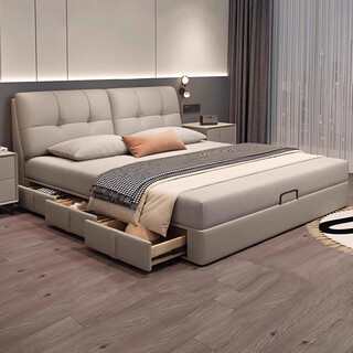 Fanlian carefully selects guangdong foshan leather bed master bedroom double bed with edge-to-edge soft-packed storage wedding bed 1.8m