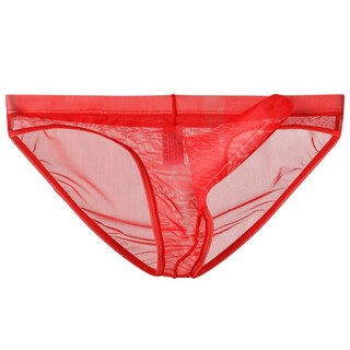 Minting men's self-masking underwear, sexy underwear, thong for men, adult masturbation, no need to take off, transparent mesh, sexy men, red, one size fits all, xxxl