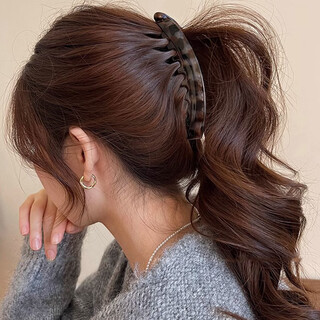 Idel's retro leopard print banana hair clip for women, high-end ponytail, twisting vertical clip, temperament, hair volume clip headwear on the back of the head, f3260 leopard print gray