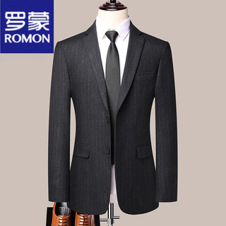 Romon striped suit men's suit formal professional wedding groom's dress slim business casual groomsman suit jacket black gray 8983 single top 170 recommended 95-115jin jin equals 0.5kg m