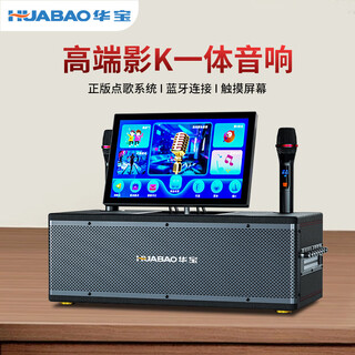 Huabao ktv audio and video all-in-one machine outdoor k song square dance portable network touch screen karaoke machine home karaoke with screen speaker trolley audio video trolley speaker a32 home movie k+1000g+ dual magnetic charging microphone