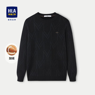 Hla heilan long-sleeved sweater men's pullover comfortable round neck plus velvet sweater men winter hnzad4w174a