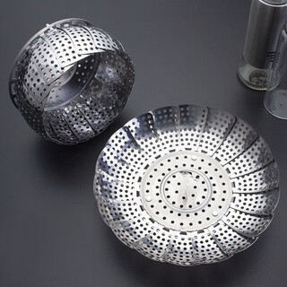 Leishton folding steamer rack 304 stainless steel multifunctional telescopic steamer steamer grid household water-proof steamer tray steamer 304 stainless steel folding steamer small size 1 layer