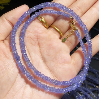 Youshu 2025 authentic natural large leakage high-quality tanzanite silver necklace with a cross-section of about 4 mm