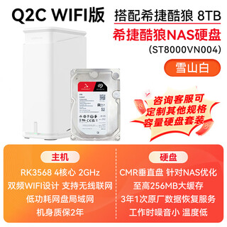 极空间Q2C WIFI nas 私有云 家庭网络存储 服务器 双盘位 千兆网口 硬盘 家庭云 智能AI娱乐影音办公 Q2C WIFI 白搭配希捷酷狼 8T*2 【正品设备质保两年硬盘三年】