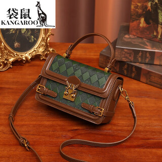 袋鼠奢侈.品牌真皮包包女包手提包女高级感锁扣百搭单肩斜挎小方包女
