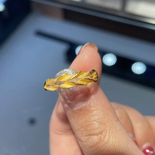 Shilian applies to 2024 new ring women's bow index finger ring wheat ear gold 18k non-fading simple small four wheat ear ring adjustable