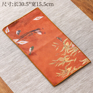 Qixuanyuan thick absorbent soft tea towel tea cloth linen rag high-end tea ceremony towel raising pot towel tea table coffee table tea mat imitation suede tea towel-flower and bird
