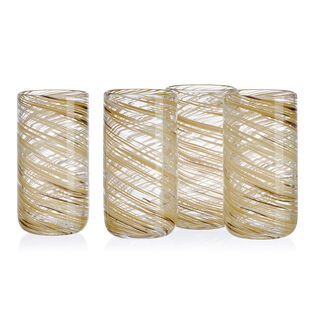 Mikasa colorful swirl honey 4-piece highball glass 18 oz.