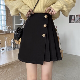 Miao yijia autumn skirt pleated skirt short skirt spring and autumn skirt black women's winter skirt high-end 2025 new skirt a-line skirt irregular black pleated skirt