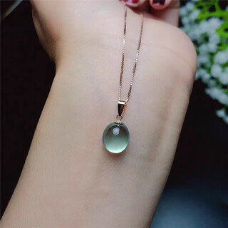 Buhesyt high-end 18k gold and jade necklace prehnite pendant female crystal fresh clavicle chain for girlfriend birthday gift 10*14mm