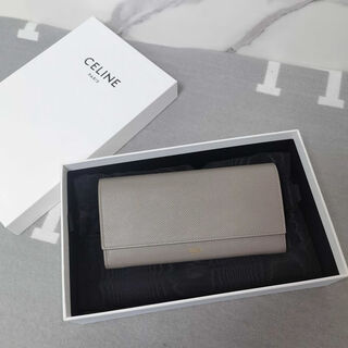 Second-hand 95 new celine line wallet gray long 19x12cm