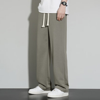 Fanta chinese cotton heavy hemming style spring and autumn men's straight casual sports trousers hong kong style loose anta 660 gray green hailan l