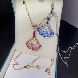 Shien 18k necklace moissanite rose gold classic gold fashion pendant clavicle chain women full super flash luxury neck necklace skirt necklace large size color remarks