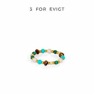 Medium red plated 18k gold oasis series forest ring, exquisite, small, natural contrasting color, gold + mixed color #50mm (total weight about 0.78g)