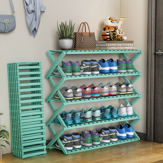 Anya installation-free bamboo simple shoe rack door multi-layer folding storage rack dormitory home storage shoe cabinet 4 layers 70