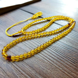 Li shenbao authentic old natural amber necklace pendant chain gold amber 108 buddhist beads rosary bracelet lanyard round beads water purification number 6, single bead is about 4.8-5.2