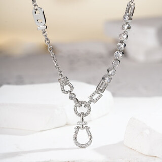 Pop-encrusted diamond horseshoe buckle chain 18k gold plated adjustable universal chain pendant lanyard jade pendant lanyard diy versatile zircon horseshoe buckle universal chain