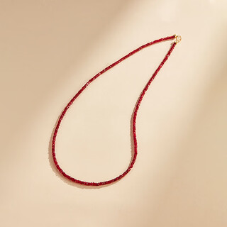 Yicai hongyan 18k gold ruby necklace clavicle chain necklace for girlfriend holiday gift birthday gift 42cm 3-3.5mm