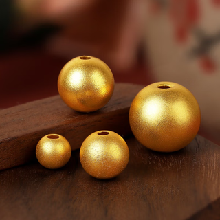 Chuxiao 3d ancient hard gold pure gold 999 transfer beads for men and women, matte frosted small gold beads, gold spacer beads with bracelet, 2 mm in diameter, 2 pieces, total weight about 0.07 grams