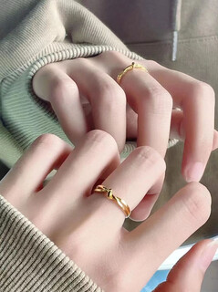 Canxian's new 18k gold knotted ring women's lingering ring 3d hard gold gift for girlfriend simple opening 5g knotted ring 2.5g