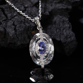 Pop s925 sterling silver natural tanzanite white crystal colored treasure necklace women's niche design light luxury pendant temperament chain necklace