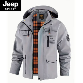 Jeep spirit casual jacket parka coat hooded charge. men's new hooded outdoor men's wear classic 28 gray blue 5xl