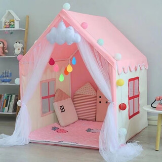 美克杰儿童帐篷城堡公主屋过家家玩具生日礼物 网纱款粉色帐篷【金属杆】 小帐篷粉色(跑量款)