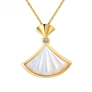 Juke dada jewelry 18k gold diamond white shell pendant small skirt fashionable sweet neck jewelry gift for girlfriend or wife 18k gold diamond white shell pendant