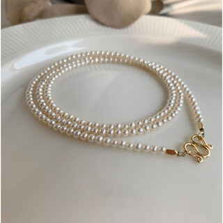 Quamer boutique french pearl long necklace millet beads plated 14k gold chain sweater necklace elegant c standard style - 65 cm