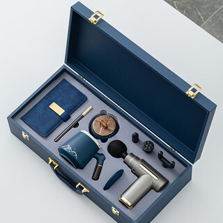 Cisu corporate event souvenirs, customized logo, company annual meeting, business gifts, high-end anniversary souvenirs for customers, fascia gun office cup five-piece set-blue