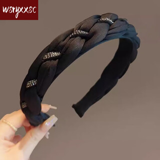 Wsryxxsc original light luxury black braided twist headband 2025 new high skull pressure hair diamond headband