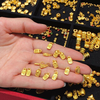 Mhfdo old phoenix authentic same style 4d pure gold-wrapped silver lucky small pendant double-sided lucky light luxury necklace bracelet pendant double-sided lucky brand pendant 0.05g