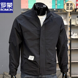 Romon stand collar jacket men's spring and autumn gray handsome work jacket 2025 new men's casual tops new black l suitable for 120-140jin jin equals 0.5 kg