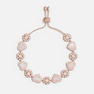 Pu lian pink mother-of-pearl love bracelet for girls, adjustable rose gold fashion jewelry, birthday and christmas gift, pink mother-of-pearl heart-connected adjustable bracelet