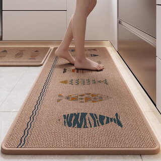 Zhujun (zhujun) imitation linen woven kitchen floor mats are non-slip, water-absorbent, oil-absorbent, and anti-fouling household stain-resistant floor mats, long floor mats and carpets