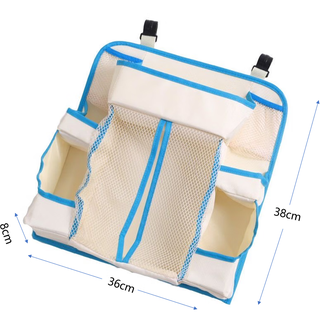 Bolsa colgante de Madre y Bebé Clcey Cuna de barbería Botella Botella Botella Bolsa de pañales Bolsa de almacenamiento de pañales Lavable azul