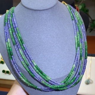 Fukufu cuiguan colorful treasure tanzanite tsavorite design rainbow necklace with chain 40+10cm extension chain