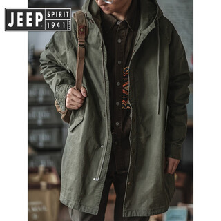 Jeep spirit american retro m51 military green windbreaker fishtail parka hooded coat ami khaki mid-length coat spring, autumn and winter dark military green in stock regular xl