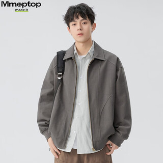 Mmoptop american cotton retro lapel work jacket autumn and winter men's versatile functional jacket mjk03 dark gray l