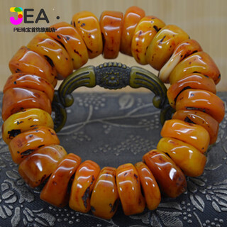 Jea.pie boutique 2025 new beeswax bracelet ancient baltic old beeswax bracelet buddha beads large chicken fat yellow men's style
