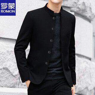 Luo meng gentleman mao suit young people new chinese style men's republic of china stand collar suit jacket men's suit large size trendy mao suit s 85-105jin jin is equal to 0.5 kg